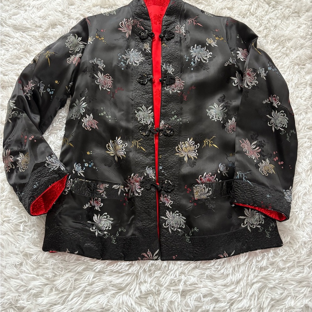 Floral Embroidered Black Jacket